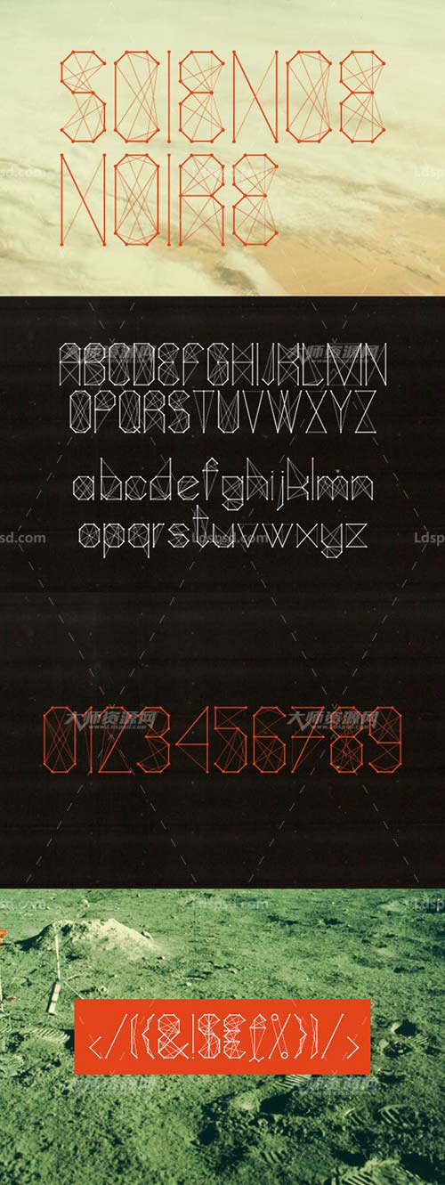 Science Noire - font,适合科技类广告的网状英文字体